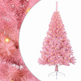 Artificial Pre-lit Christmas Tree with 150 LEDs Pink 120 cm PVC