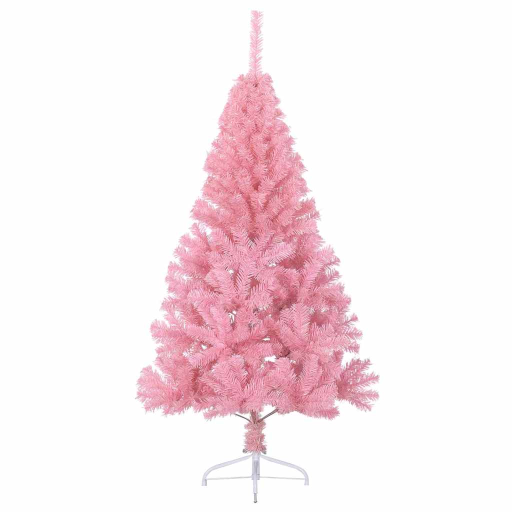 Artificial Pre-lit Christmas Tree with 150 LEDs Pink 120 cm PVC
