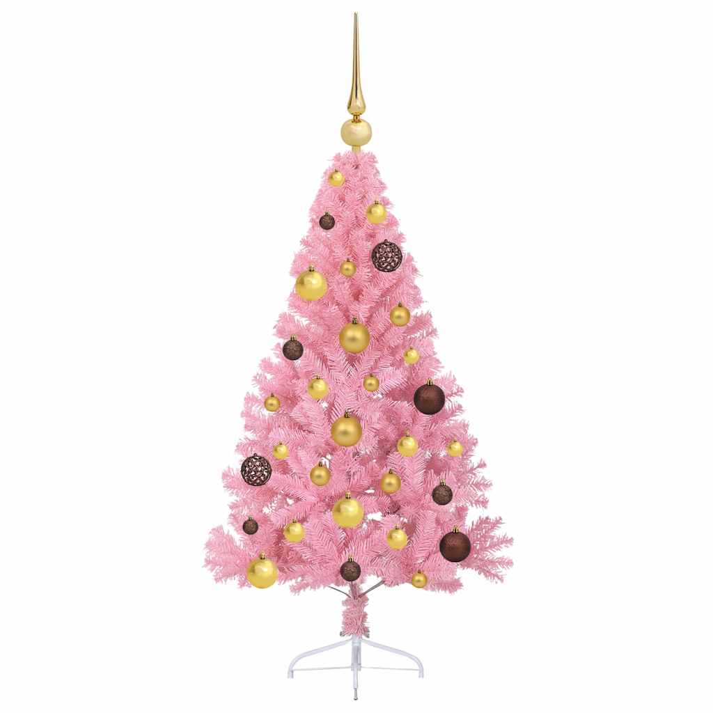 Artificial Pre-lit Christmas Tree with 150 LEDs Pink 120 cm PVC