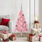 Artificial Pre-lit Christmas Tree with 150 LEDs Pink 120 cm PVC