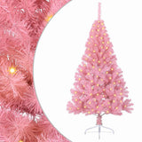 Artificial Pre-lit Christmas Tree with 150 LEDs Pink 150 cm PVC - Front View