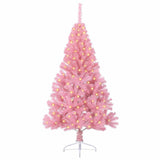Artificial Pre-lit Christmas Tree with 150 LEDs Pink 150 cm PVC - Side View