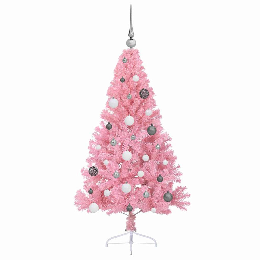 Artificial Pre-lit Christmas Tree with 150 LEDs Pink 150 cm PVC