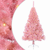 Artificial Pre-lit Christmas Tree with 300 LEDs Pink 180 cm PVC - Front View