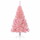 Artificial Pre-lit Christmas Tree with 300 LEDs Pink 180 cm PVC