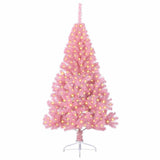Artificial Pre-lit Christmas Tree with 300 LEDs Pink 180 cm PVC - Side View