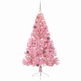 Artificial Pre-lit Christmas Tree with 300 LEDs Pink 180 cm PVC - Top-Down View