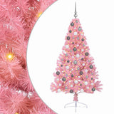 Artificial Pre-lit Christmas Tree with 300 LEDs Pink 180 cm PVC - Front View