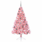 Artificial Pre-lit Christmas Tree with 300 LEDs Pink 180 cm PVC