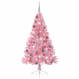 Artificial Pre-lit Christmas Tree with 300 LEDs Pink 180 cm PVC