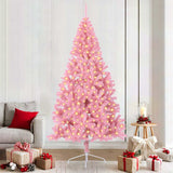 Artificial Pre-lit Christmas Tree with 300 LEDs Pink 210 cm PVC
