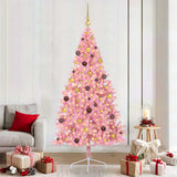Artificial Pre-lit Christmas Tree with 300 LEDs Pink 210 cm PVC