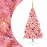 Artificial Pre-lit Christmas Tree with 300 LEDs Pink 210 cm PVC - Front View