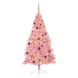 Artificial Pre-lit Christmas Tree with 300 LEDs Pink 210 cm PVC