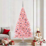 Artificial Pre-lit Christmas Tree with 300 LEDs Pink 210 cm PVC