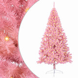 Artificial Pre-lit Christmas Tree with 300 LEDs Pink 240 cm PVC - Front View
