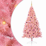 Artificial Pre-lit Christmas Tree with 300 LEDs Pink 240 cm PVC - Front View