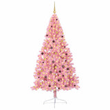 Artificial Pre-lit Christmas Tree with 300 LEDs Pink 240 cm PVC - Side View