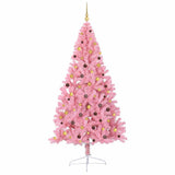 Artificial Pre-lit Christmas Tree with 300 LEDs Pink 240 cm PVC
