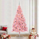 Artificial Pre-lit Christmas Tree with 300 LEDs Pink 240 cm PVC
