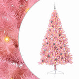 Artificial Pre-lit Christmas Tree with 300 LEDs Pink 240 cm PVC