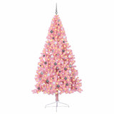 Artificial Pre-lit Christmas Tree with 300 LEDs Pink 240 cm PVC - Side View