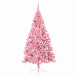 Artificial Pre-lit Christmas Tree with 300 LEDs Pink 240 cm PVC - 45-Degree Angle