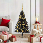 Artificial Pre-lit Christmas Tree Black 120 cm PVC