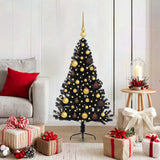 Artificial Pre-lit Christmas Tree Black 120 cm PVC