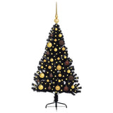 Artificial Pre-lit Christmas Tree Black 120 cm PVC