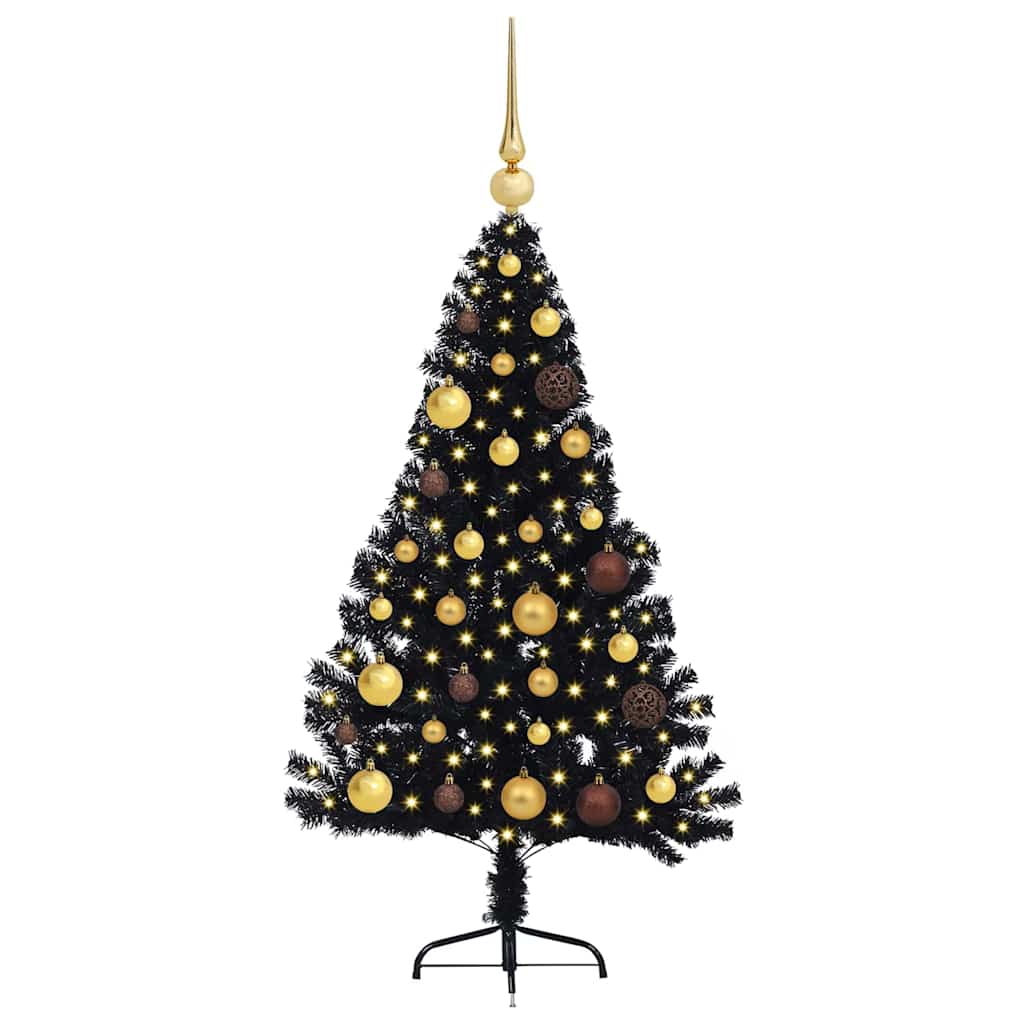 Artificial Pre-lit Christmas Tree Black 120 cm PVC