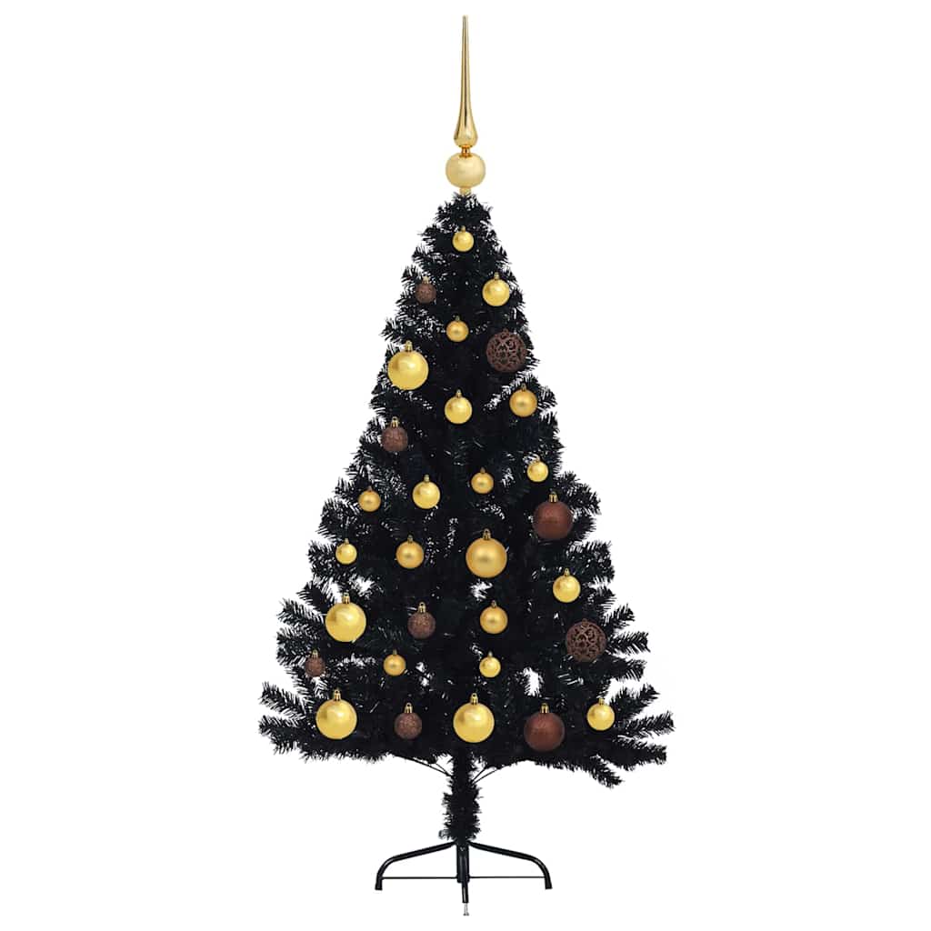 Artificial Pre-lit Christmas Tree Black 120 cm PVC