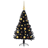 Artificial Pre-lit Christmas Tree Black 120 cm PVC