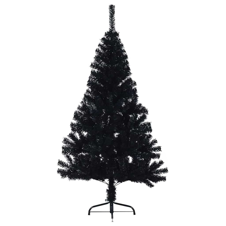 Artificial Pre-lit Christmas Tree Black 120 cm PVC
