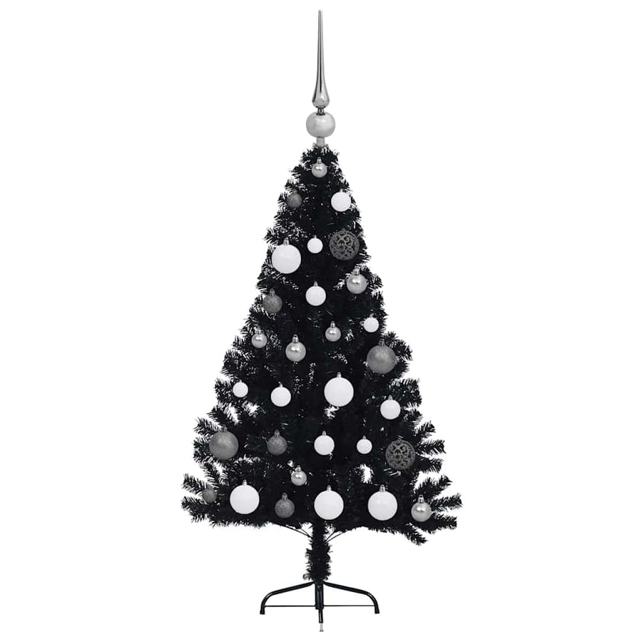 Artificial Pre-lit Christmas Tree Black 120 cm PVC
