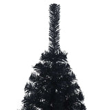 Artificial Pre-lit Christmas Tree Black 150 cm PVC - Close-Up Angle