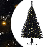 Artificial Pre-lit Christmas Tree Black 150 cm PVC - Front View