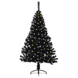 Artificial Pre-lit Christmas Tree Black 150 cm PVC - Side View