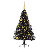 Artificial Pre-lit Christmas Tree Black 150 cm PVC - Side View