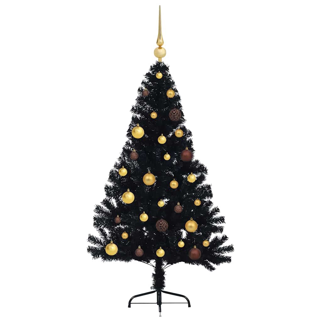 Artificial Pre-lit Christmas Tree Black 150 cm PVC