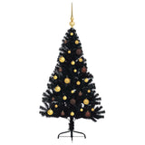 Artificial Pre-lit Christmas Tree Black 150 cm PVC - Top-Down View