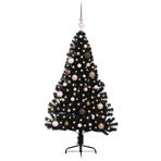 Artificial Pre-lit Christmas Tree Black 150 cm PVC