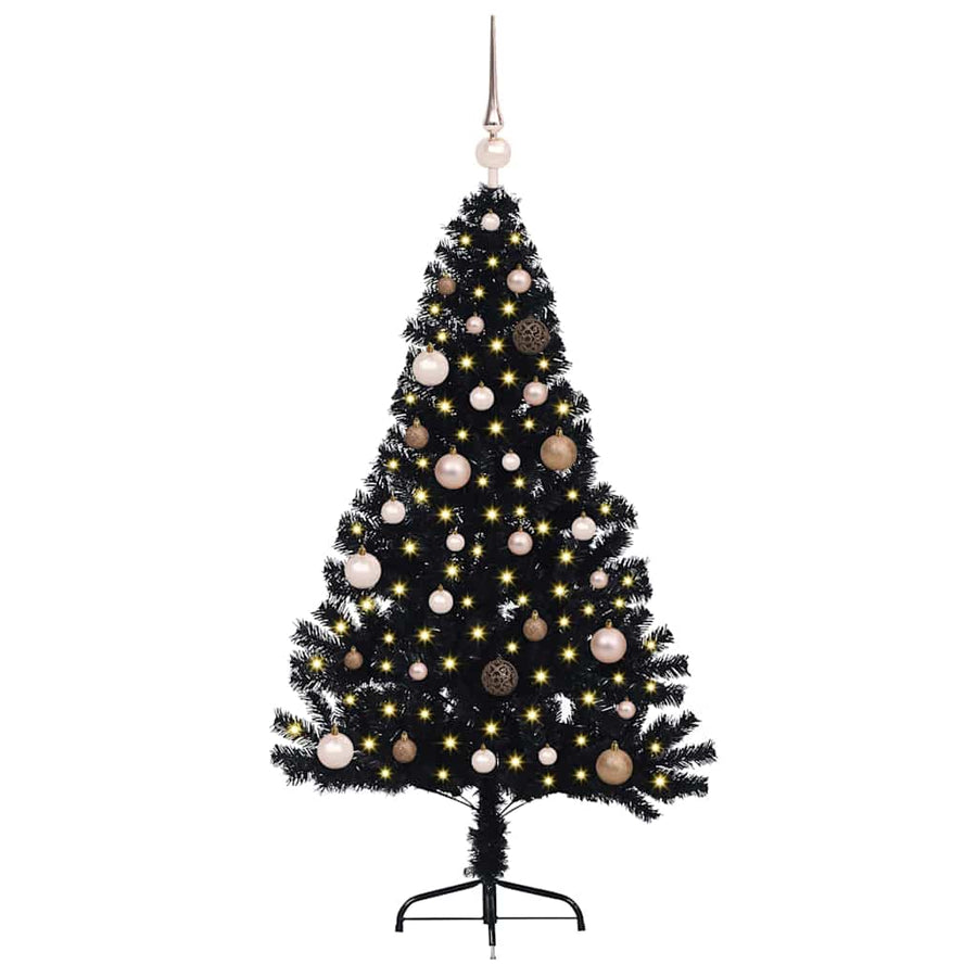 Artificial Pre-lit Christmas Tree Black 150 cm PVC