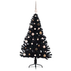 Artificial Pre-lit Christmas Tree Black 150 cm PVC
