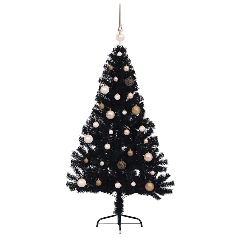 Artificial Pre-lit Christmas Tree Black 150 cm PVC