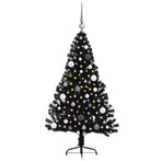 Artificial Pre-lit Christmas Tree Black 150 cm PVC