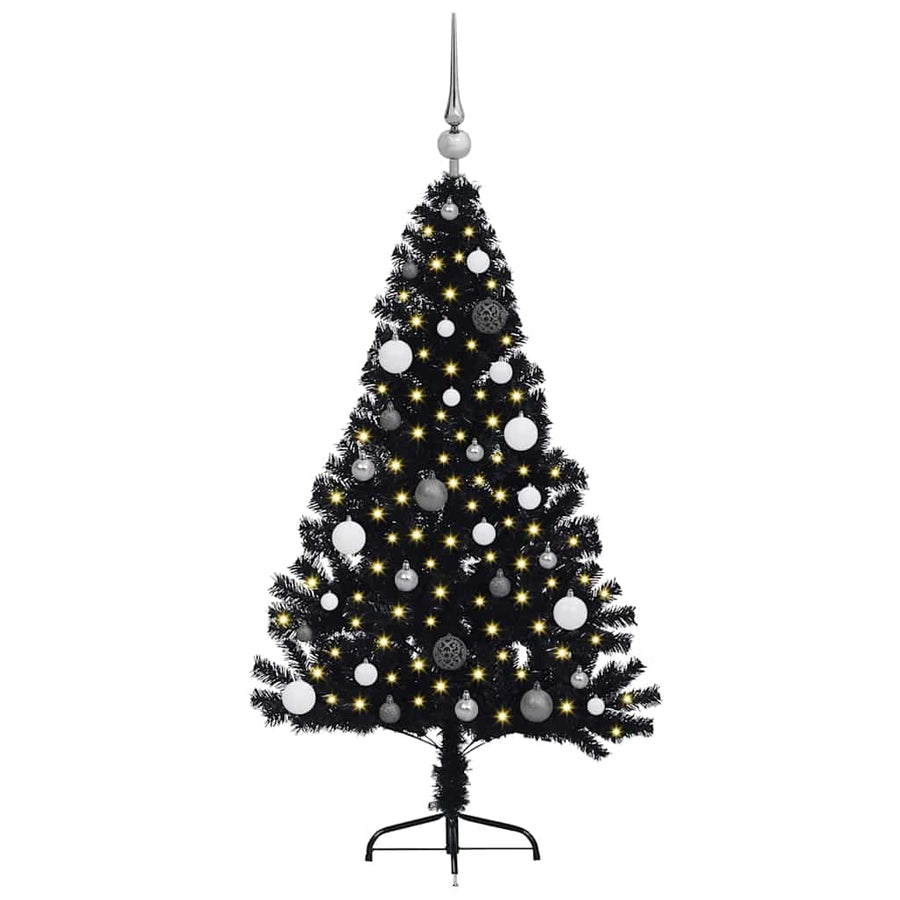 Artificial Pre-lit Christmas Tree Black 150 cm PVC