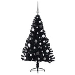 Artificial Pre-lit Christmas Tree Black 150 cm PVC