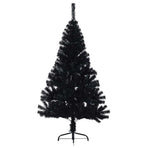 Artificial Pre-lit Christmas Tree Black 150 cm PVC