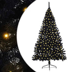 Artificial Pre-lit Christmas Tree Black 180 cm PVC